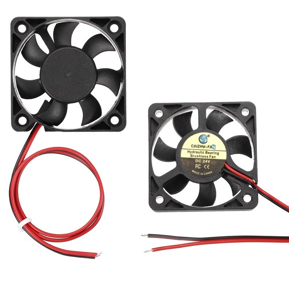 Uxcell 2 Pack3D Printer Cooling Fan, 24V 5010 Extruder Hot End Cooling Fan Replacement 6016RPM with Pre-Stripped Wire Tips for 3D Printer Computer CPU Heatsink, 50x50x10mm, Black