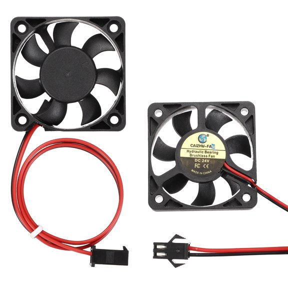 Uxcell 2 Pack3D Printer Cooling Fan, 24V 5010 Extruder Hot End Cooling Fan Replacement 6016RPM with SM Positive Terminal for 3D Printer Computer CPU Heatsink, 50x50x10mm, Black