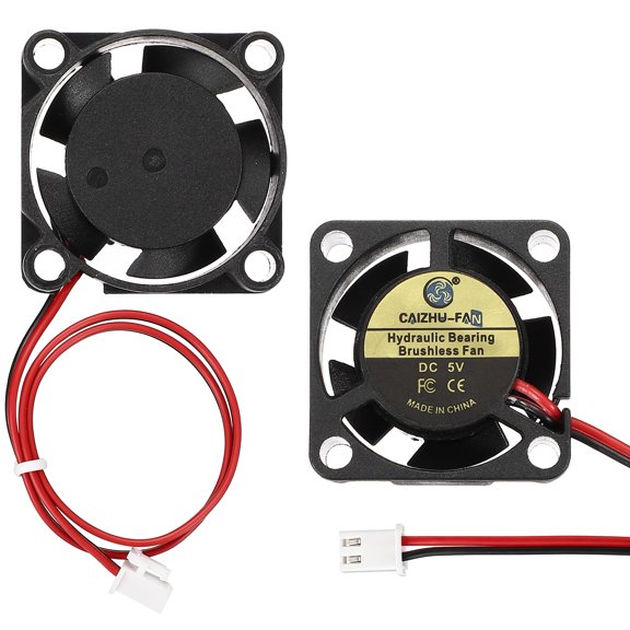 Uxcell 2 Pack3D Printer Cooling Fan, 5V 2510 Extruder Hot End Cooling Fan Replacement 4000RPM with 2.54mm Locking Terminals for 3D Printer Computer CPU Heatsink, 25x25x10mm, Black
