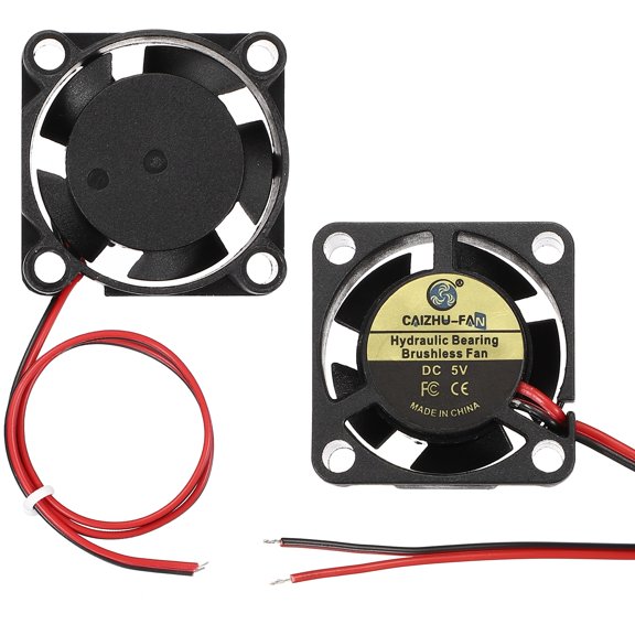 Uxcell 2 Pack3D Printer Cooling Fan, 5V 2510 Extruder Hot End Cooling Fan Replacement 4000RPM with Pre-Stripped Wire Tips for 3D Printer Computer CPU Heatsink, 25x25x10mm, Black