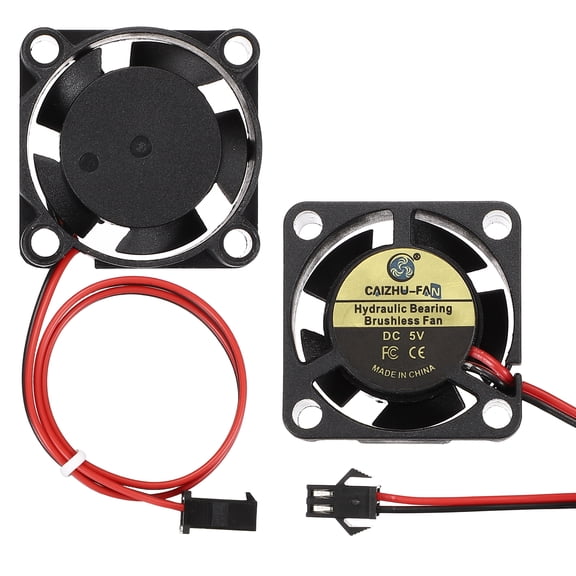 Uxcell 2 Pack3D Printer Cooling Fan, 5V 2510 Extruder Hot End Cooling Fan Replacement 4000RPM with SM Positive Terminal for 3D Printer Computer CPU Heatsink, 25x25x10mm, Black