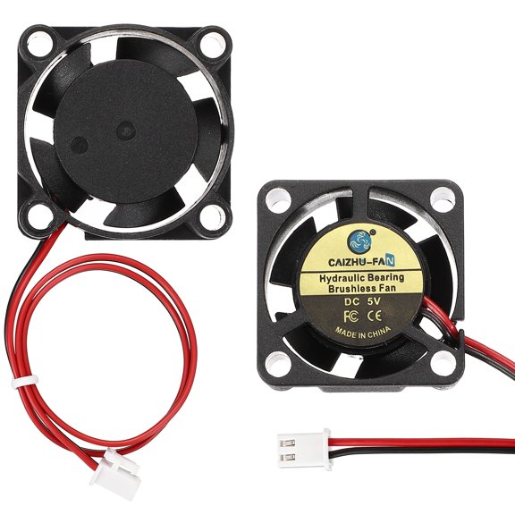 Uxcell 2 Pack3D Printer Cooling Fan, 5V 2510 Extruder Hot End Cooling Fan Replacement 9000RPM with 2.54mm Locking Terminals for 3D Printer Computer CPU Heatsink, 25x25x10mm, Black