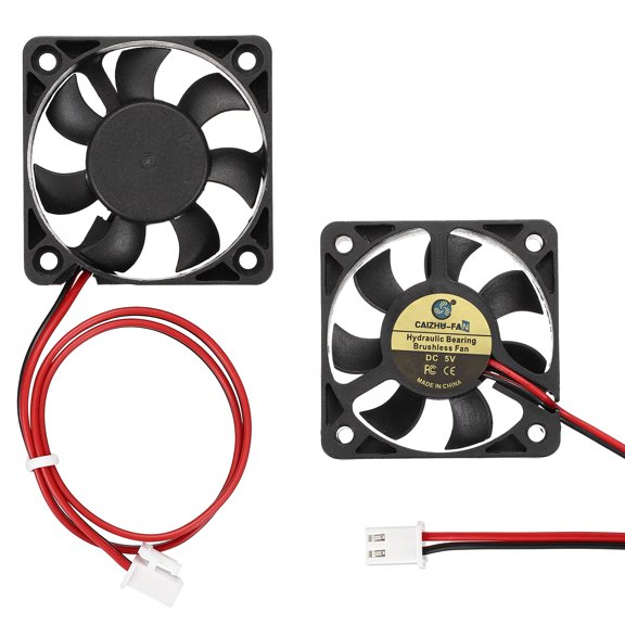 Uxcell 2 Pack3D Printer Cooling Fan, 5V 5010 Extruder Hot End Cooling Fan Replacement 5116RPM with 2.54mm Locking Terminals for 3D Printer Computer CPU Heatsink, 50x50x10mm, Black