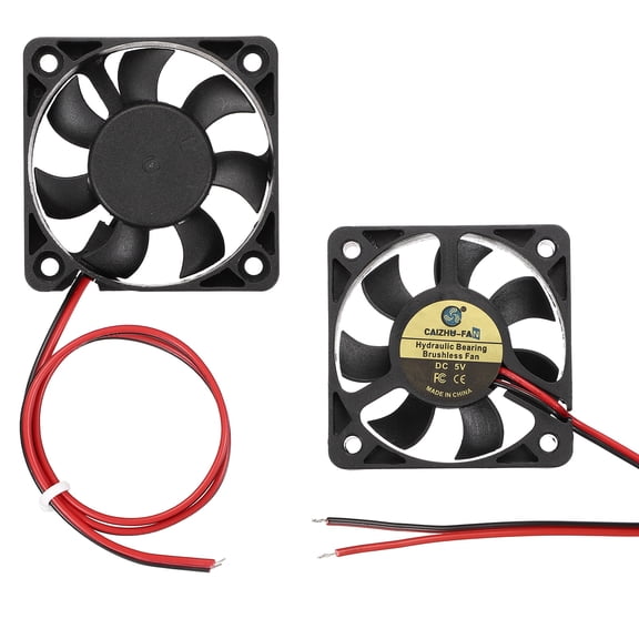 Uxcell 2 Pack3D Printer Cooling Fan, 5V 5010 Extruder Hot End Cooling Fan Replacement 5116RPM with Pre-Stripped Wire Tips for 3D Printer Computer CPU Heatsink, 50x50x10mm, Black