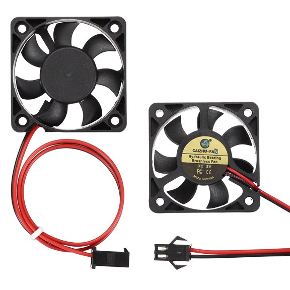 Uxcell 2 Pack3D Printer Cooling Fan, 5V 5010 Extruder Hot End Cooling Fan Replacement 5116RPM with SM Positive Terminal for 3D Printer Computer CPU Heatsink, 50x50x10mm, Black