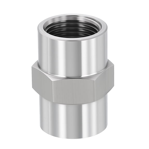 Uxcell 2 Packs 304 Stainless Steel Pipe Fittings, 1/8" FeMale NPT to 1/8" FeMale NPT 304 Stainless Steel Coupling, Coupler Hex Head Connectors for Air, Oil, LP, Gas