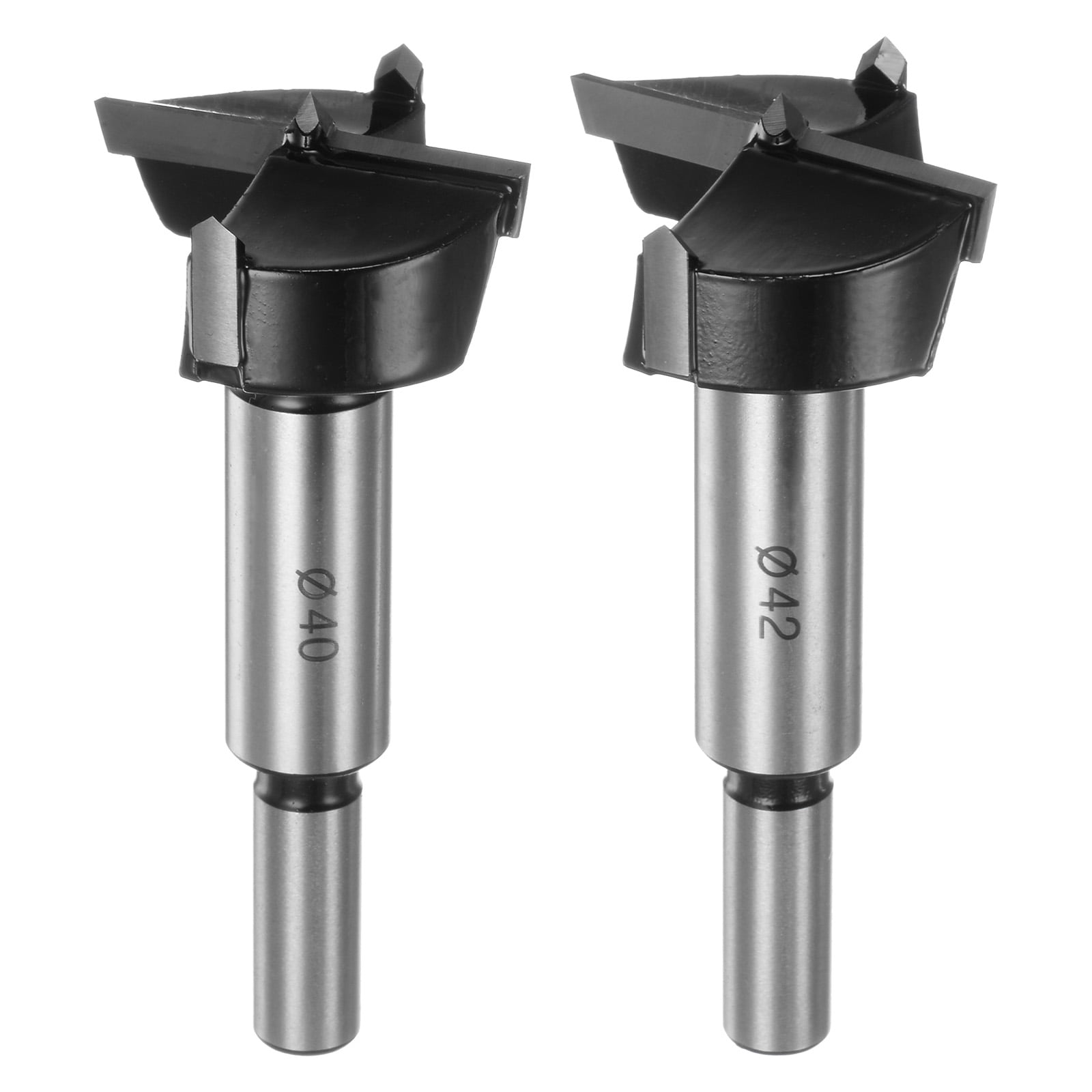 Uxcell 2 Packs 40mm 42mm (1-19/32" 1-21/32") Tungsten Carbide Wood Hinge Drilling Forstner Drill Bit Set