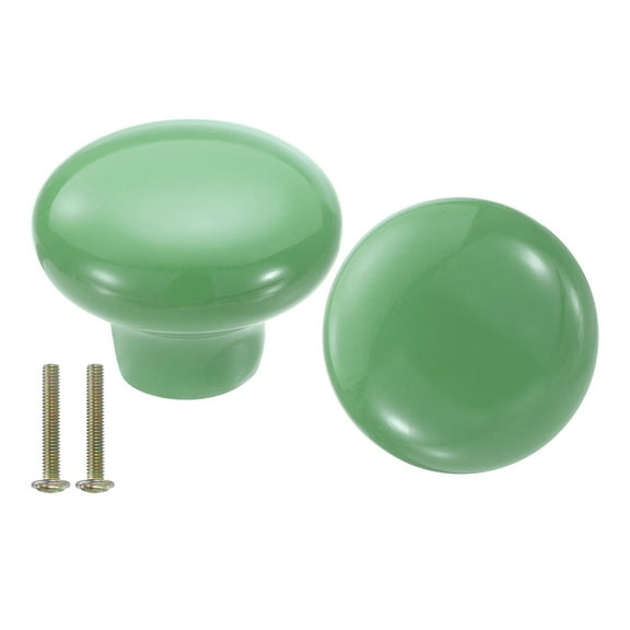 Uxcell 2 Packs Ceramic Drawer Knobs Round Dresser Pulls Handles Green