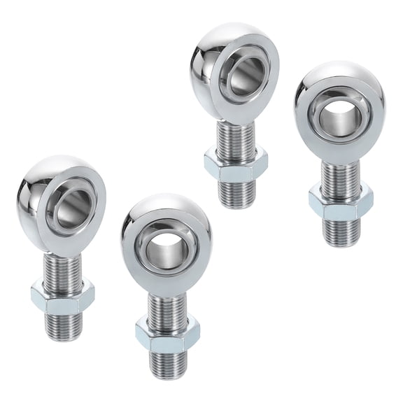 Uxcell (2 Pair) 3/4" Rod End Kit, Chrome Plated Steel Rod End Joint, Right & Left Hand Thread with Jam Nuts for Traction Bars, Steering and Links Joints