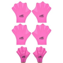 Uxcell 2 Pair Silicone Swimming Gloves Webbed Finger Frog Type Medium Gloves Pink