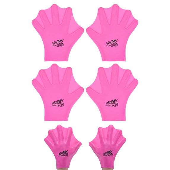 Uxcell 2 Pair Silicone Swimming Gloves Webbed Finger Frog Type Medium Gloves Pink