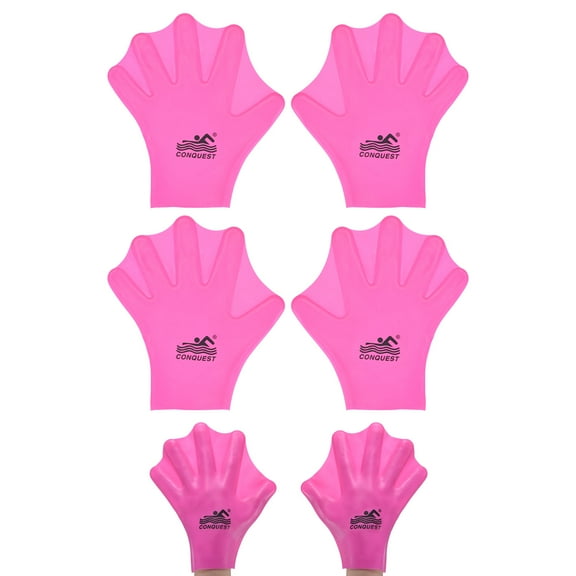 Uxcell 2 Pair Silicone Swimming Gloves Webbed Finger Frog Type Medium Gloves Pink