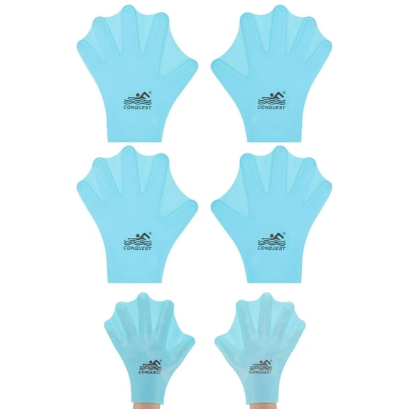 Uxcell 2 Pair Silicone Swimming Gloves Webbed Finger Frog Type Small Gloves Blue