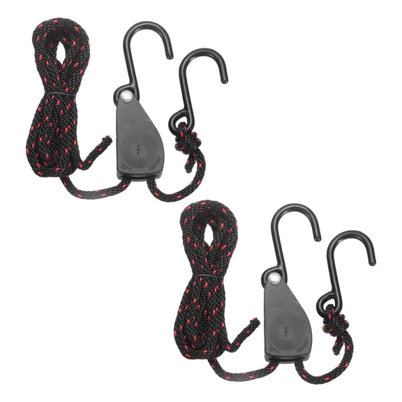 Uxcell 2 Pairs 1/4" Adjustable Rope Hanger, 7.87ft(2.4 Meter) Heavy Duty Ratchet Tie Down Strap with S Hooks for Hanging Plants, Grow Light and Various Tie-Down Uses, Black/Red