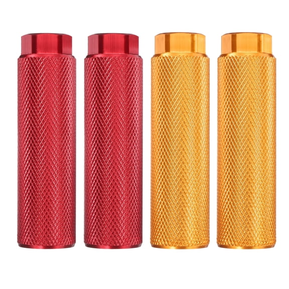 Uxcell 2 Pairs Bike Pegs Aluminum Alloy Rear Stunt Pegs Anti-Skid Back Seat Stands fit 3/8" Axles for Mountain Bike, Red & Yellow