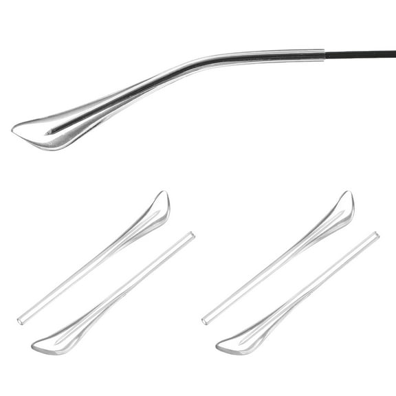 Uxcell 2 Pairs Eye Glass Replacement Temples, Plastic Anti-Slip Eyeglass End Tips Glasses Retainers Fits 1.4mm for Round Thin Metal Eyeglass Sunglasses Temple, Style2 Clear