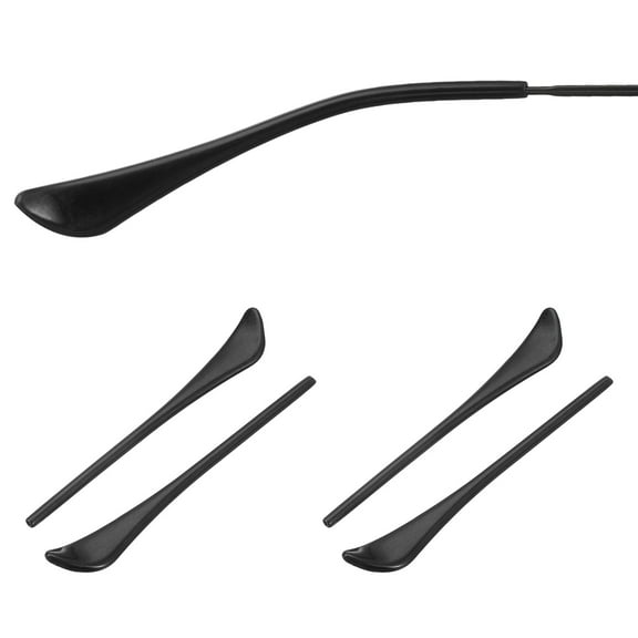 Uxcell 2 Pairs Eye Glass Replacement Temples, Plastic Anti-Slip Eyeglass End Tips Glasses Retainers Fits 1.4mm for Round Thin Metal Eyeglass Sunglasses Temple, Style2 Black
