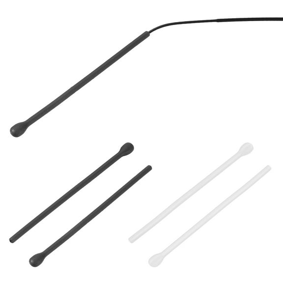 Uxcell 2 Pairs Eye Glass Replacement Temples, Silicone Anti-Slip Eyeglass End Tips Glasses Retainers Fits 0.9-1.2mm for Round Thin Metal Eyeglass Sunglasses Temple, Style2 Black/White