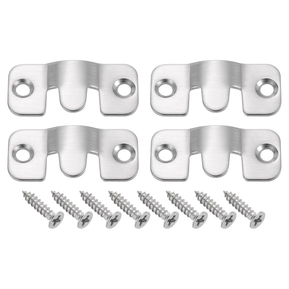 Uxcell 2 Pairs Flush Mount Bracket, 44 x 19mm Heavy Duty Picture Hanger Z Clip Bracket Interlocking Photo Frame Hook with Screw for Picture Display Art Gallery Wall Mount, Silver