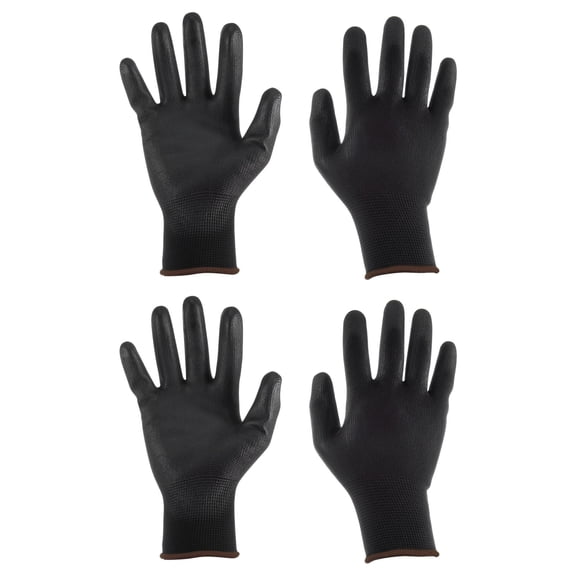 Uxcell 2 Pairs Non-slip Safety Work Gloves 24cm Rubber Coated Nylon Gloves (Large), Black Brown