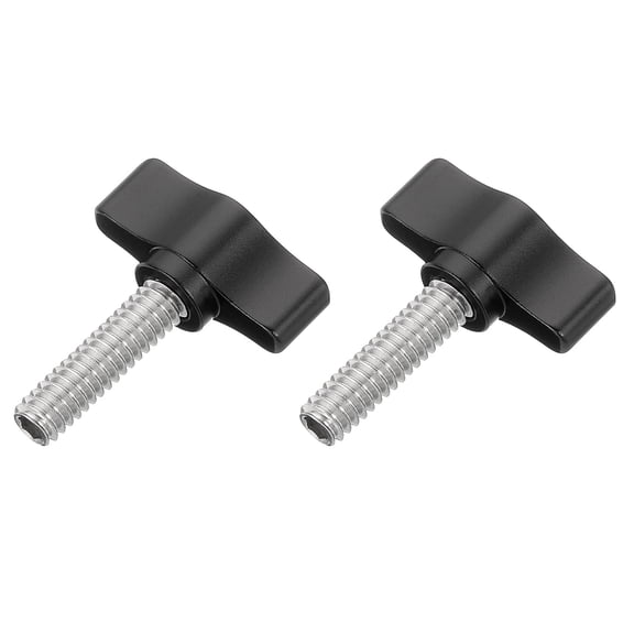 Uxcell 2 Pcs 1/4" - 25 Thumb Screw, 304 Stainless Steel Threaded Knurled Thumbscrew