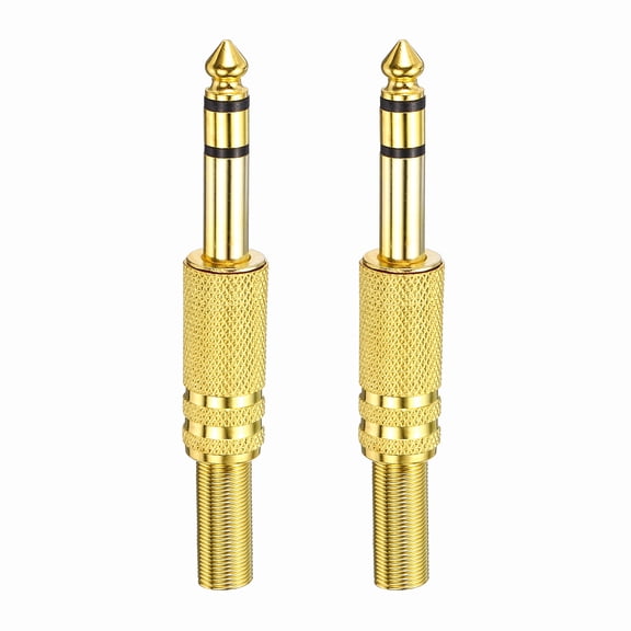 Uxcell 2 Pcs 1/4" Audio TS Plug, TS 6.35mm Male Plug Cable Connector, 3.11"