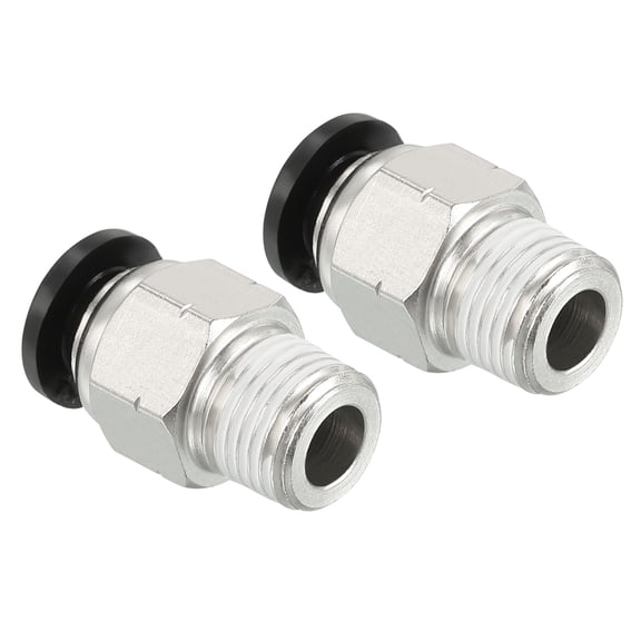 Uxcell 2 Pcs 1/4 Inch OD Tube to 1/8 Inch NPT Male Thread Push to Connect Air Fittings