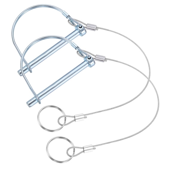 Uxcell 2 Pcs 1/4"x 2-3/4"D Shape Trailer Coupler Pins with Ear Extended Cord