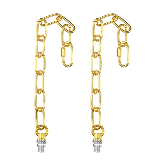 Uxcell 2 Pcs 1 ft Light Fixture Chain Metal Looping Link Up to 110 lbs Gold Tone