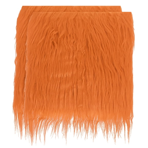 Uxcell 2 Pcs 10 x 10 Inch Plush Faux Fur Fabric Square Fluffy Faux Fur Patches Cuts, Orange