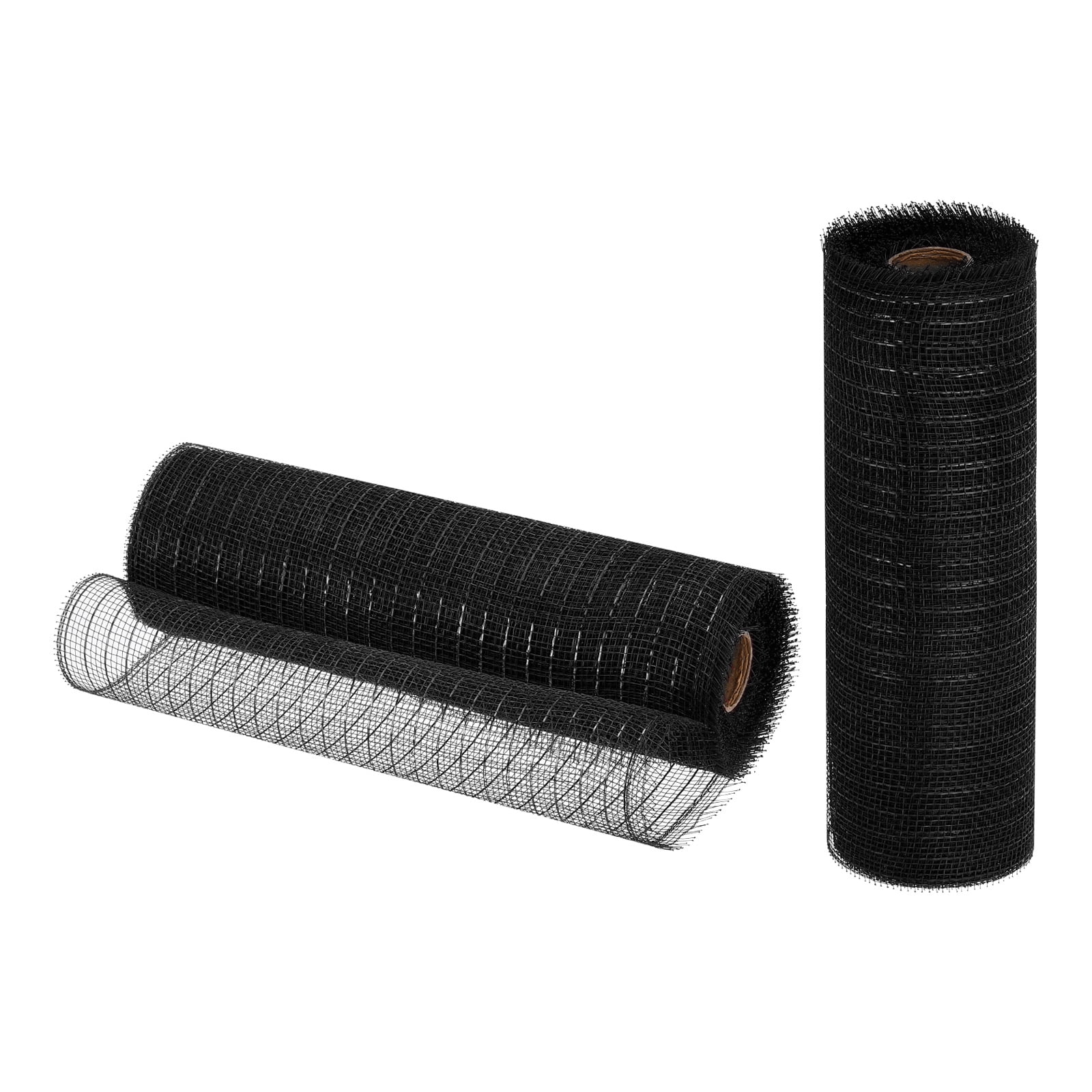 Uxcell 2 Pcs 10" x 30Feet PP Decorative Mesh Ribbon, Black with Black Foil