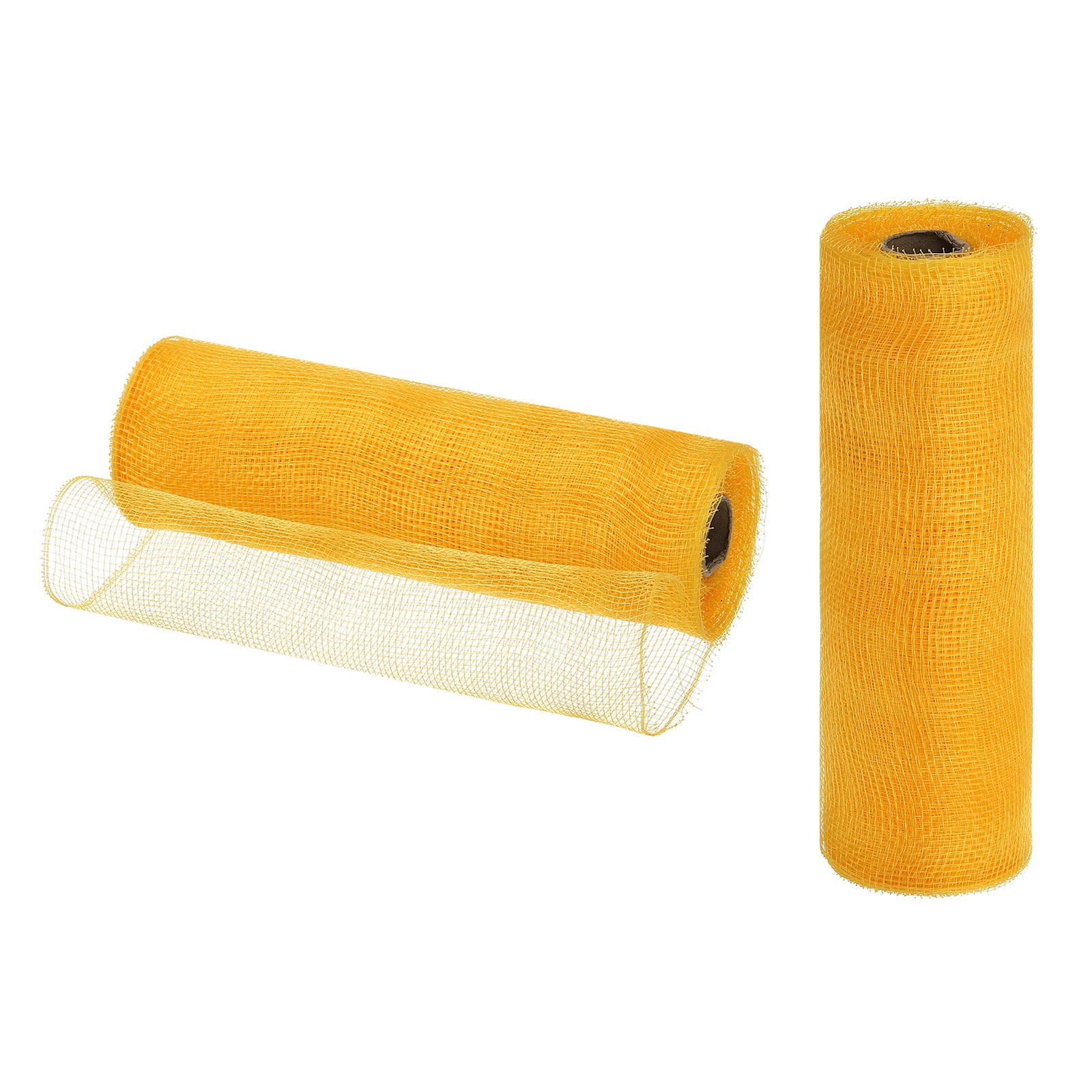 Uxcell 2 Pcs 10" x 30Feet PP Decorative Mesh Ribbon, Gold Tone with  Foil