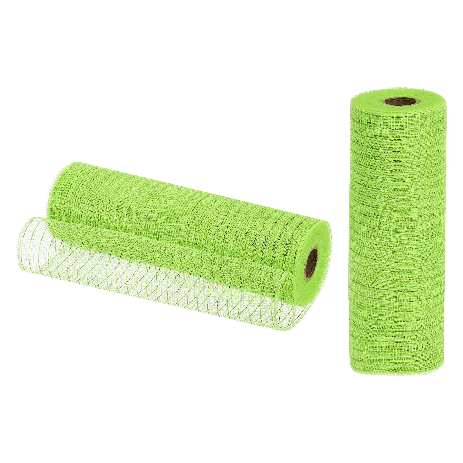 Uxcell 2 Pcs 10" x 30Feet PP Decorative Mesh Ribbon, Green with Green Foil