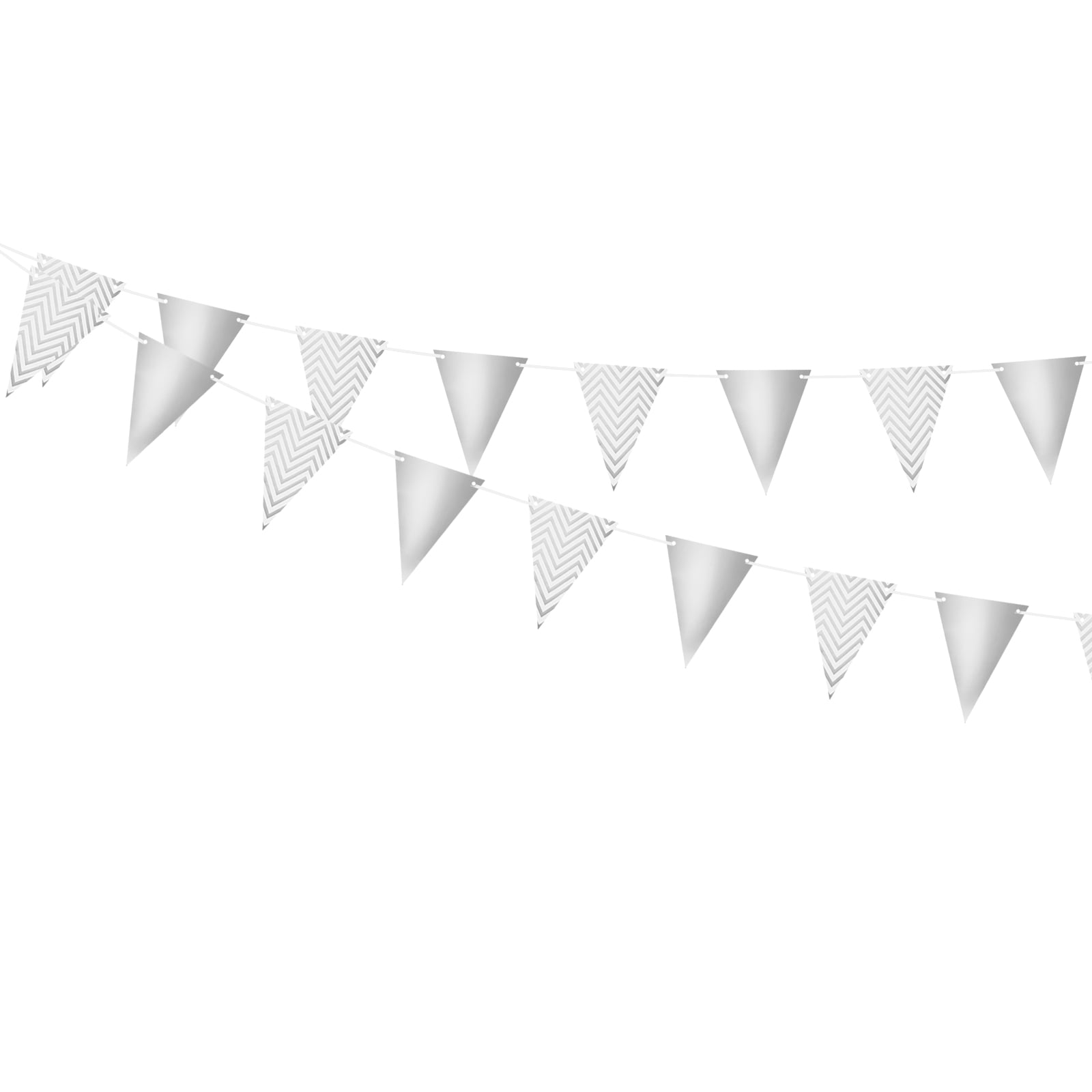 Uxcell 2 Pcs 16.4 Feet Silver Pennant Banner Flags String Triangle ...