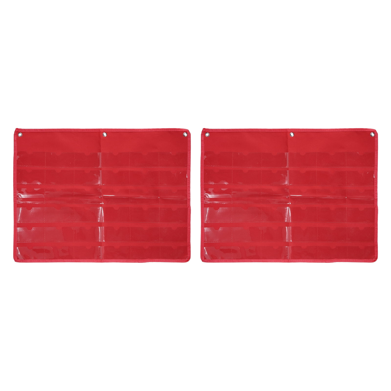 Uxcell 2 Pcs 2" x 4" Index Card Holder Sleeve, 36 Card Slots Organizer Sleeve for Office Home Organization, Red