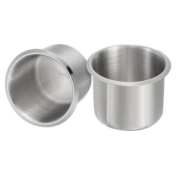 Uxcell 2 Pcs 201 Stainless Steel Drop-in Cup, 2.28" x 3.2" Drink Can Holder Poker Table Cup Holder Insert, Silver