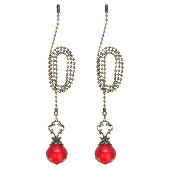 Uxcell 2 Pcs 22" Crystal Ceiling Fan Pull Chain, Red (Crystal Prism Ball)