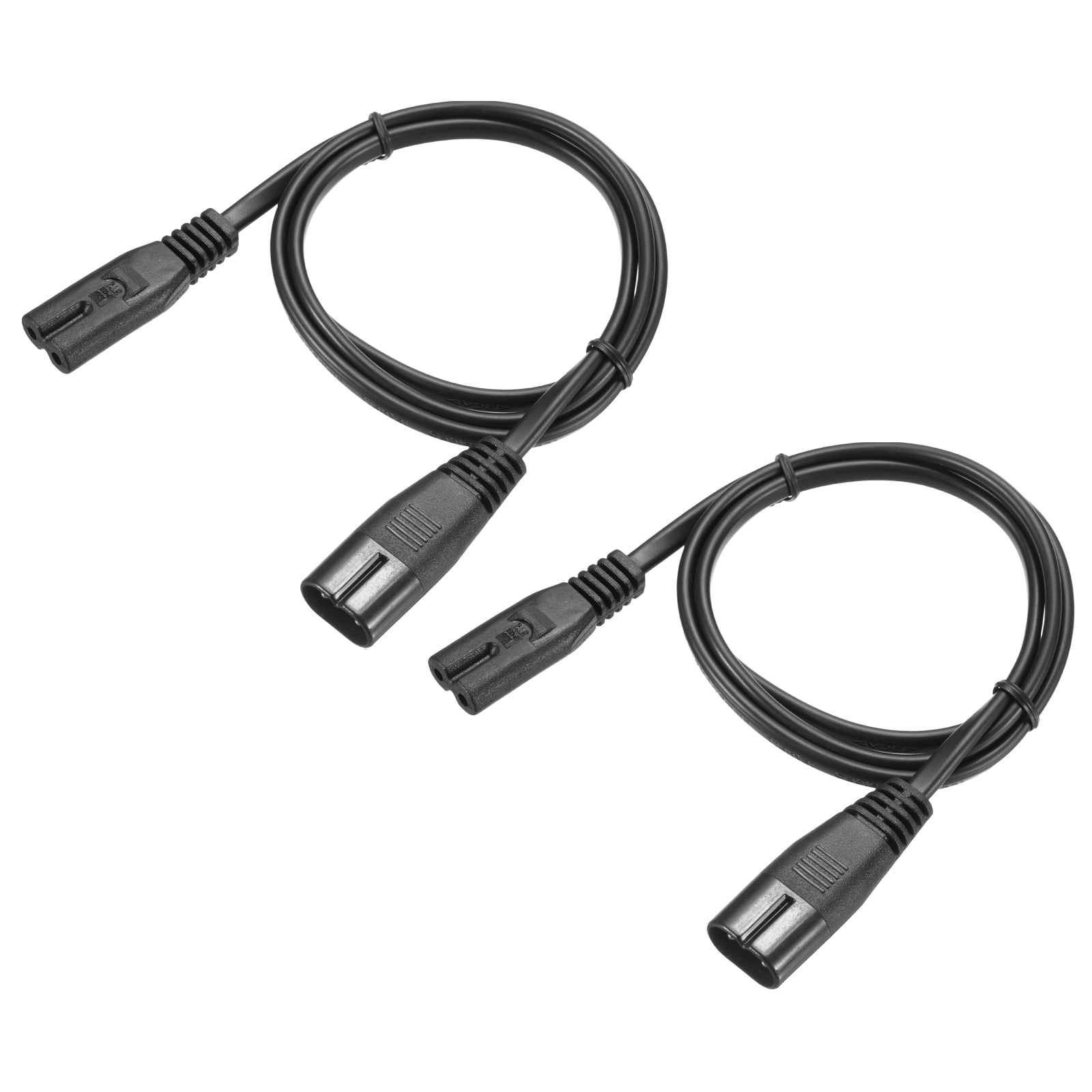 Uxcell 2 Pcs 3 ft IEC 60320 C8 to 2 IEC 60320 C7 Power Cord, 250V 2.5A C8 to 2 C7 Power Extension Cable for PC, Monitor, Power Supplies, Printer, Scanner, Servers
