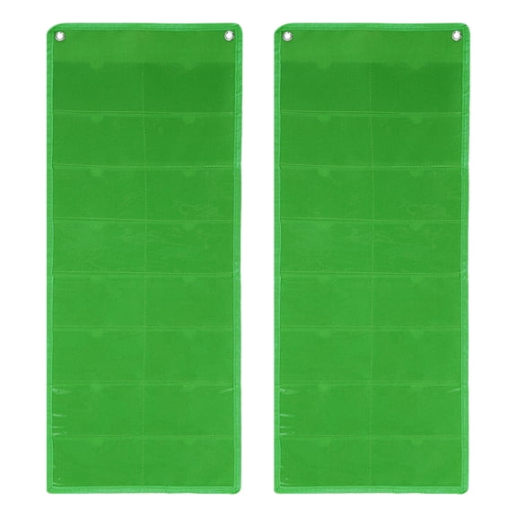 Uxcell 2 Pcs 3" x 5" Index Card Holder Sleeve, 16 Card Slots Organizer Sleeve for Office Home Organization, Green