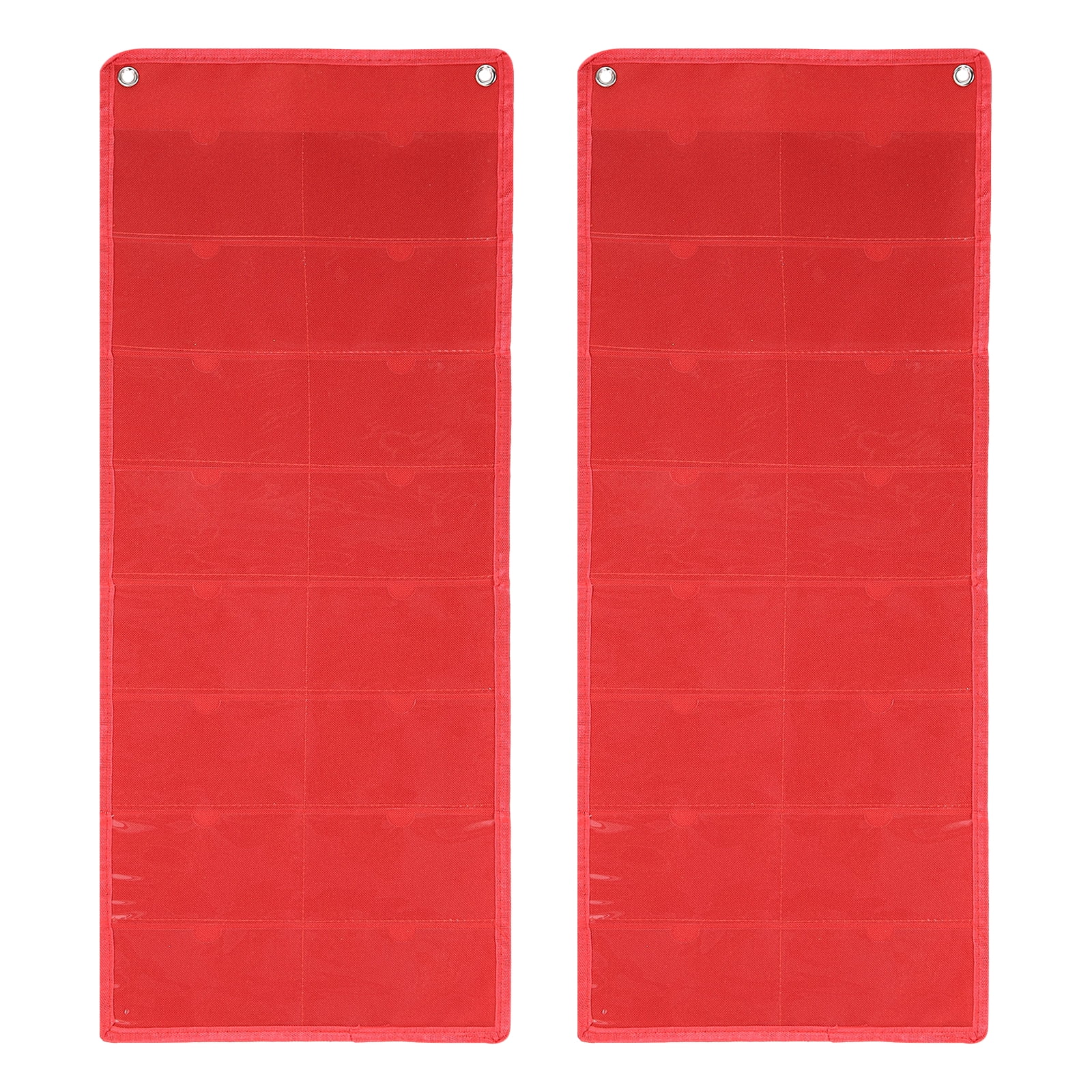 Uxcell 2 Pcs 3" x 5" Index Card Holder Sleeve, 16 Card Slots Organizer Sleeve for Office Home Organization, Red