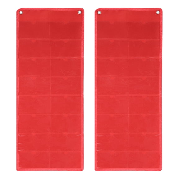 Uxcell 2 Pcs 3" x 5" Index Card Holder Sleeve, 16 Card Slots Organizer Sleeve for Office Home Organization, Red