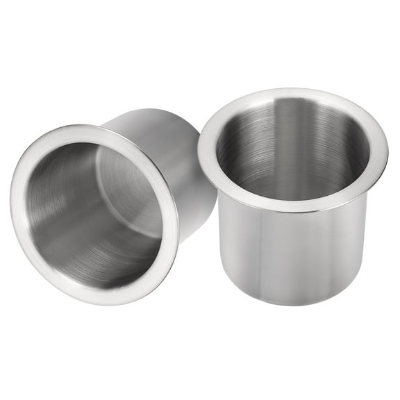 Uxcell 2 Pcs 304 Stainless Steel Drop-in Cup, 3.43" x 4.13" Drink Can Holder Poker Table Cup Holder Insert, Silver