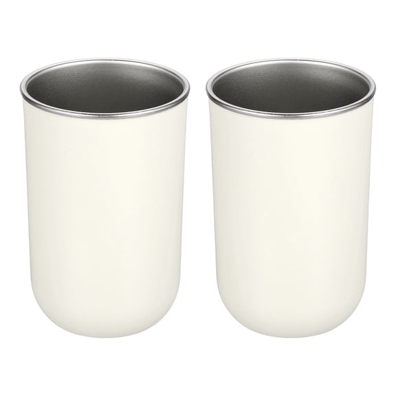 Uxcell 2 Pcs 304 Stainless Steel Toothbrush Cup, 10 oz Bathroom Tumbler Cups Reusable Unbreakable Toothbrush Holder for Storing Toothpaste Comb Makeup Brush Pen, White