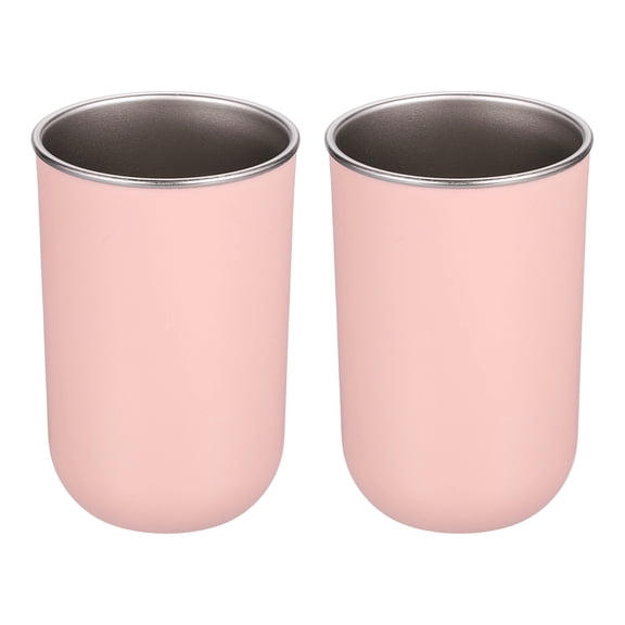 Uxcell 2 Pcs 304 Stainless Steel Toothbrush Cup, 10 oz Bathroom Tumbler Cups Reusable Unbreakable Toothbrush Holder for Storing Toothpaste Comb Makeup Brush Pen, Pink