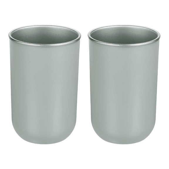 Uxcell 2 Pcs 304 Stainless Steel Toothbrush Cup, 10 oz Bathroom Tumbler Cups Reusable Unbreakable Toothbrush Holder for Storing Toothpaste Comb Makeup Brush Pen, Grey