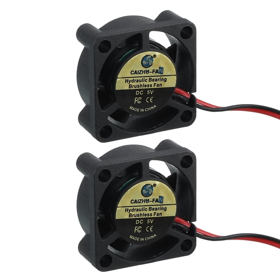 Uxcell 2 Pcs 3D Printer 2510 Cooling Fan, 5V 4000RPM 25 x 25 x 10 mm Hydraulic Bearing XH2.54 Extruder Cooling Fan with 30cm Cable 2 Pin Terminal for 3D Printer