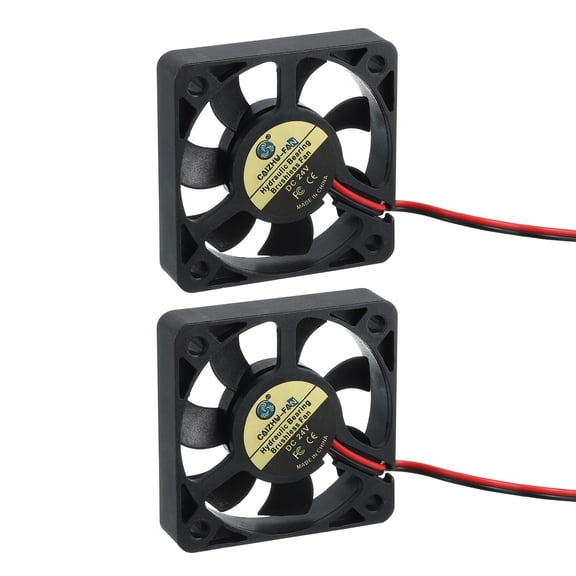 Uxcell 2 Pcs 3D Printer 5010 Cooling Fan, 24V 6016RPM 50 x 50 x 10 mm Hydraulic Bearing XH2.54 Extruder Cooling Fan with 30cm Cable 2 Pin Terminal for 3D Printer