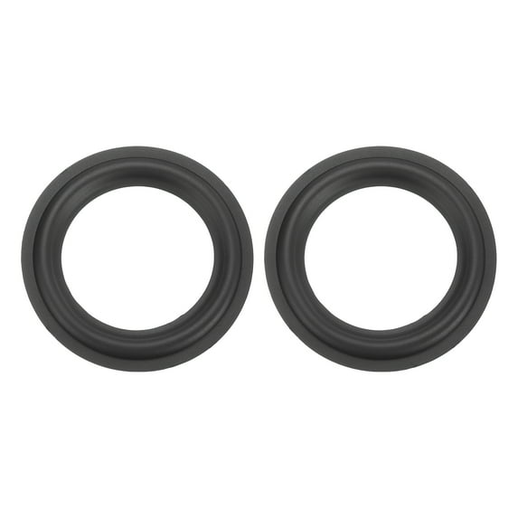 Uxcell 2 Pcs 4.5 Inch Rubber Speaker Edge Surround Rings 117x75mm(IDxOD) Perforated Subwoofer Rings Replacement Parts for Speaker Repair or DIY, Black