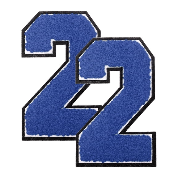 Uxcell 2 Pcs 4.7" Blue Number 2 Chenille Iron on Number Patches, Terry Cloth Patch