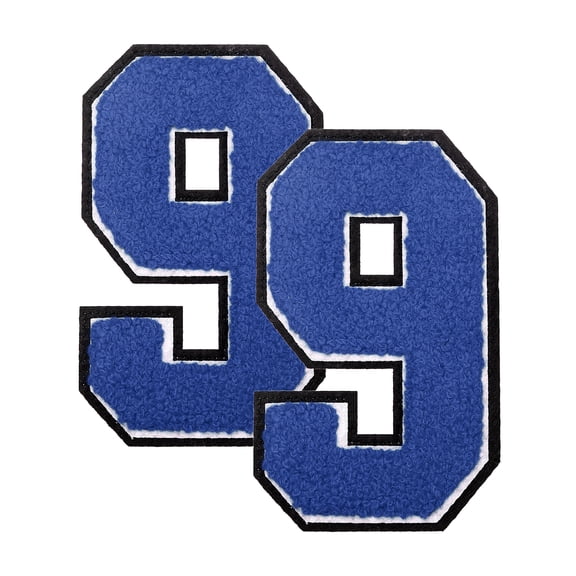 Uxcell 2 Pcs 4.7" Blue Number 9 Chenille Iron on Number Patches, Terry Cloth Patch